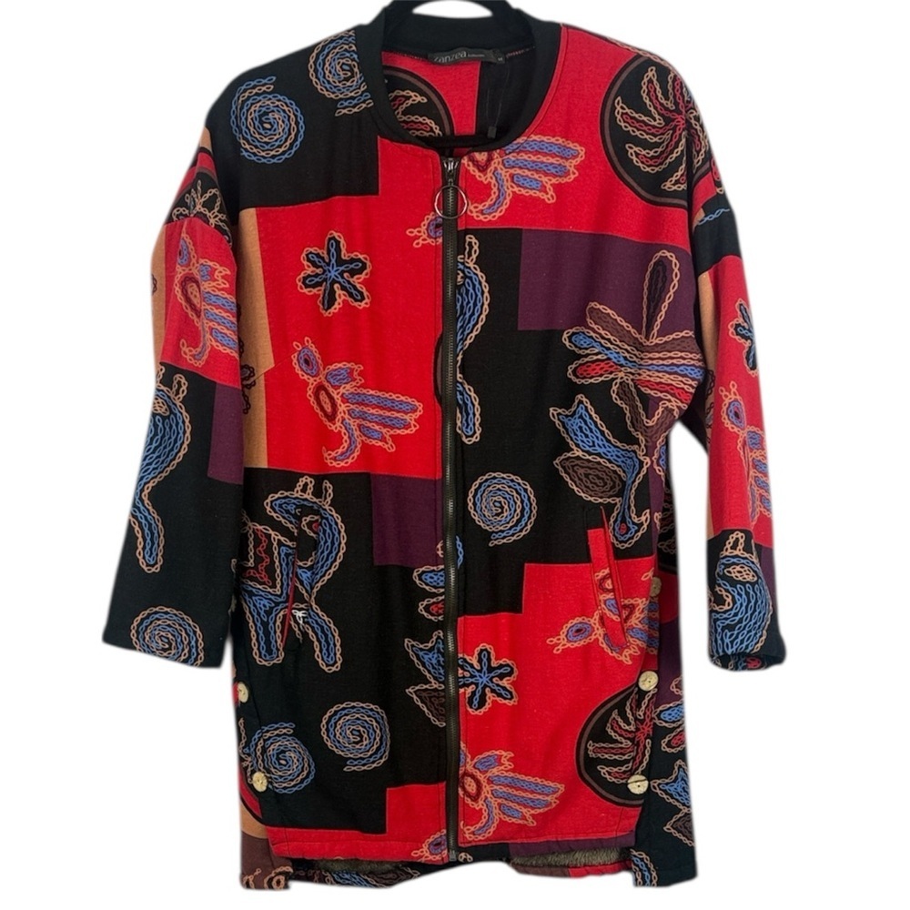 ZANZEA Vintage Cotton Ethnic Printed Artistic Patchwork Cardigan Medium Jacket